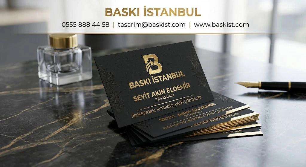 350 gr Kuşe Altın Yaldızlı Kartvizit (Çift Yön Renkli Baskı)