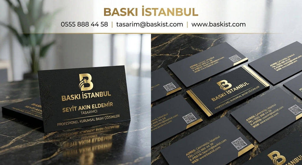 350 gr Kuşe Altın Yaldızlı Kartvizit (Çift Yön Renkli Baskı)